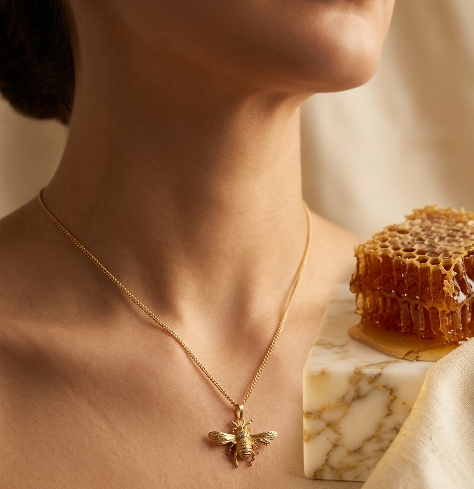 Bee Necklace with Delicate Chain and Detailed Bee Charm for Women
