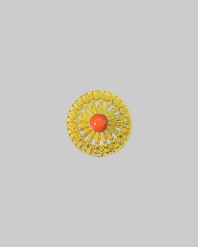 Emmons “Dawning Glory” Gold-Tone Pin with Ribbed Coral Inset