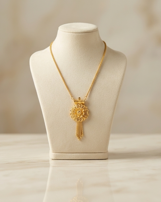 Royal Bloom Gold Pendant Necklace