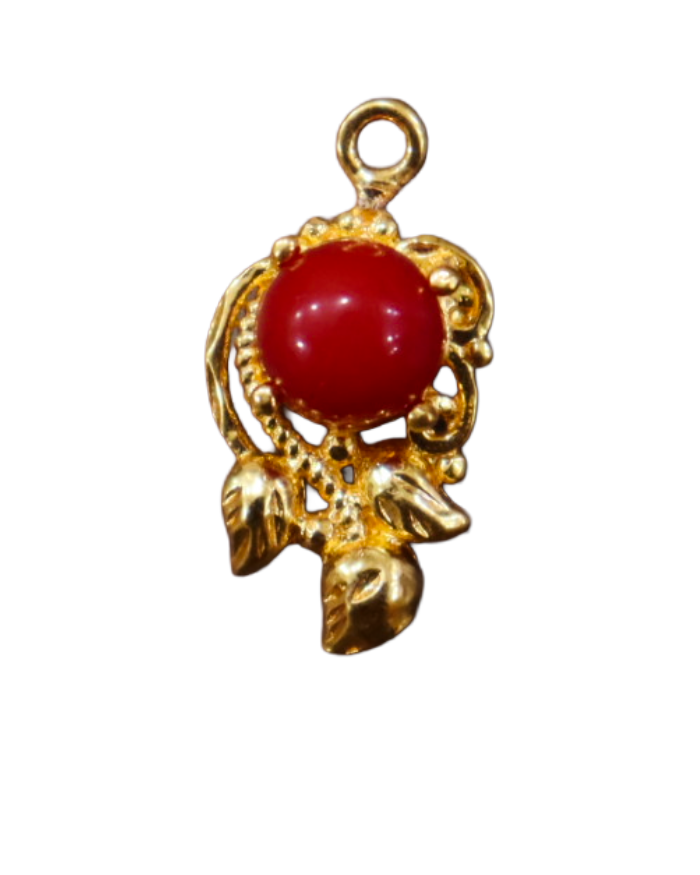 Gold-Plated Red Coral Pendant