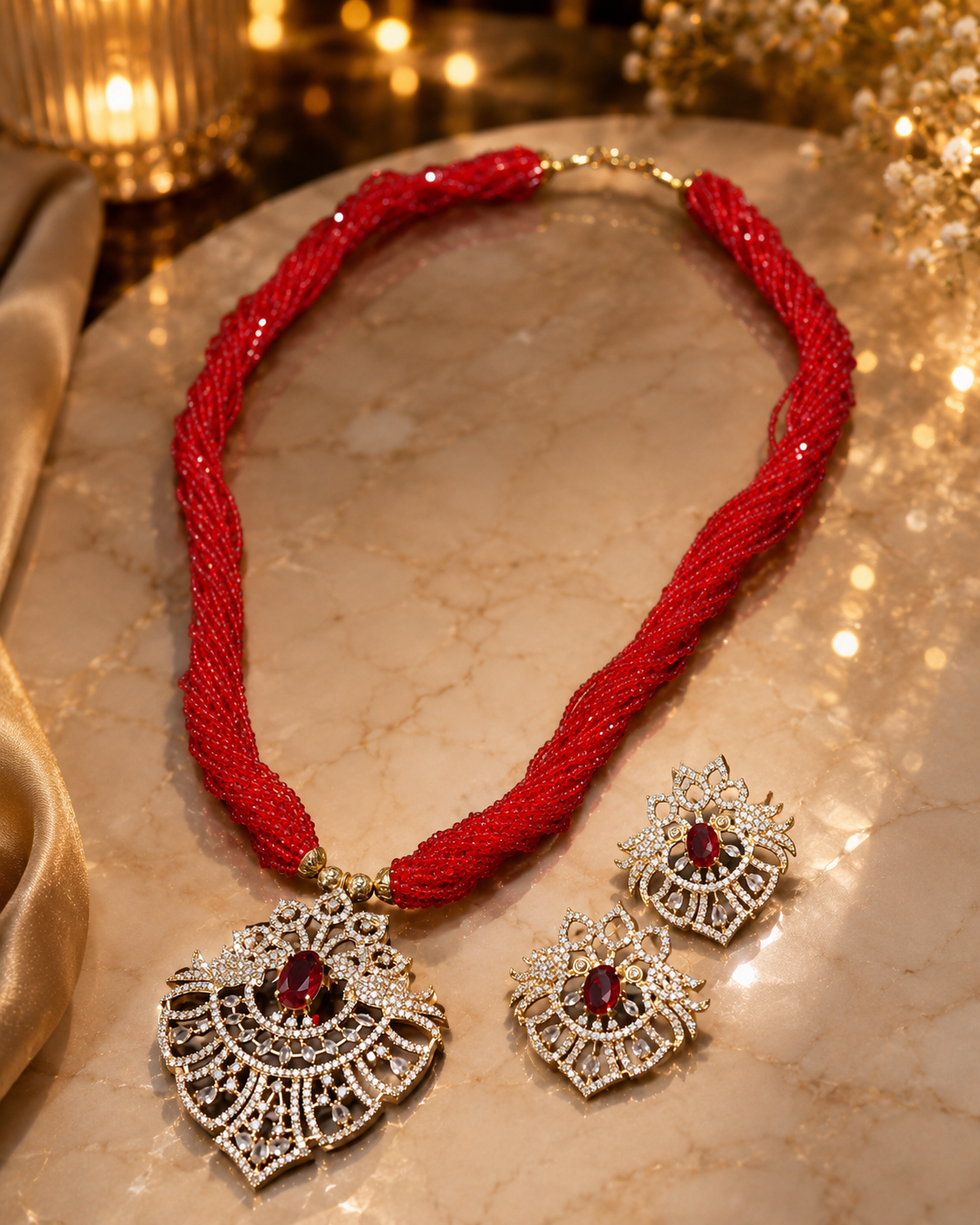 Gold-Plated Pendant & Matching Earrings