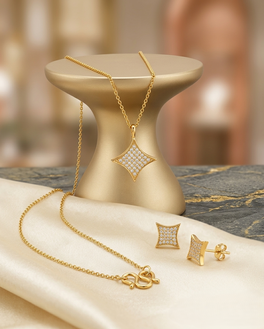 Stella Pendant Necklace in Sterling Silver with Sparkling Star-Shaped Pendant