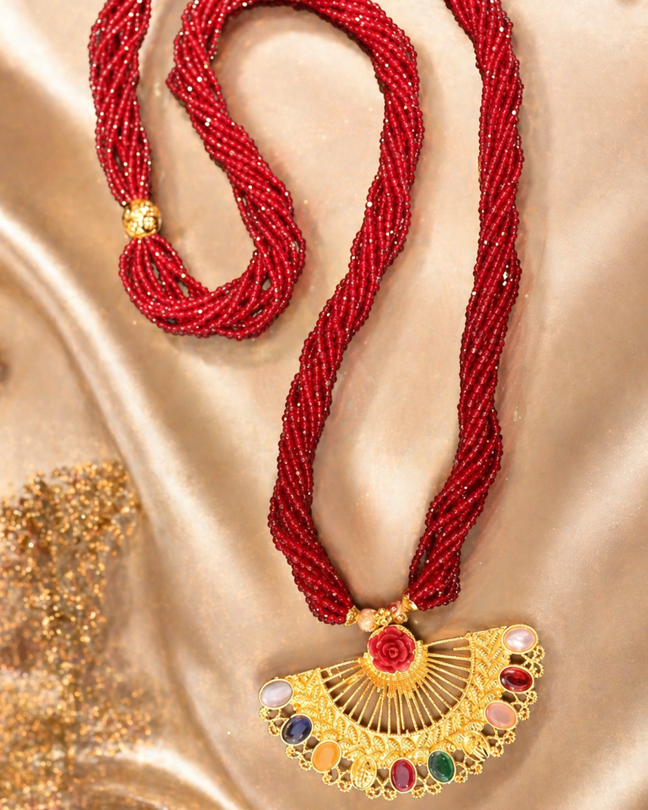 Royal Navratna Beaded Heritage Necklace