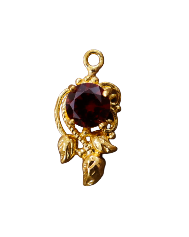 Handmade Gold Garnet Charm | Dainty Gemstone Pendant