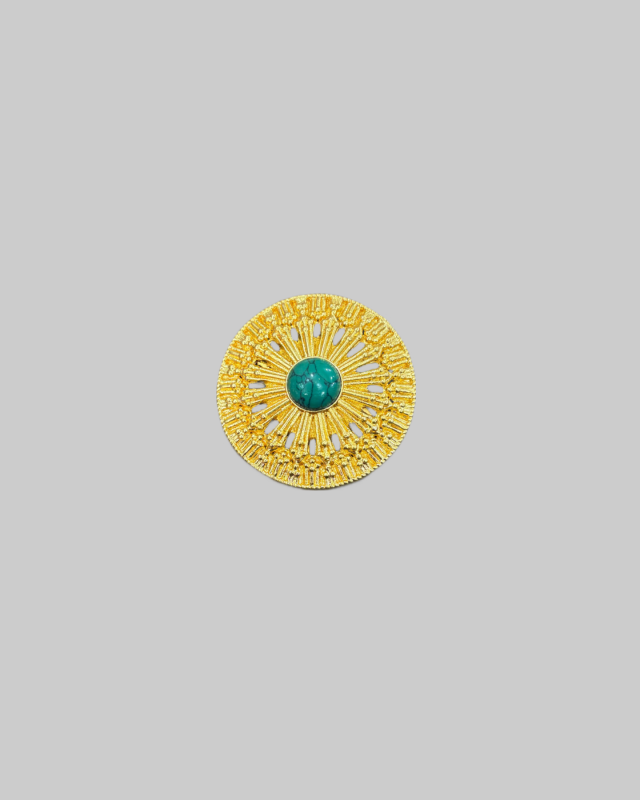Vintage Gold-Toned Brooch with Turquoise Cabochon Stone
