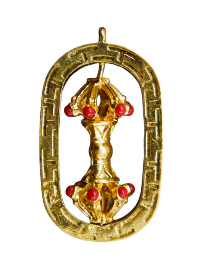 Gold-Plated Vajra (Dorje) Pendant Amulet