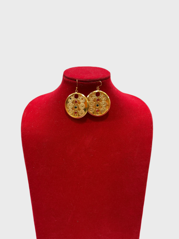Traditional Nepali Chepte Sun Earrings – Handcrafted Flattened Gold Ear Ornaments | Ethnic Heritage Jewelry