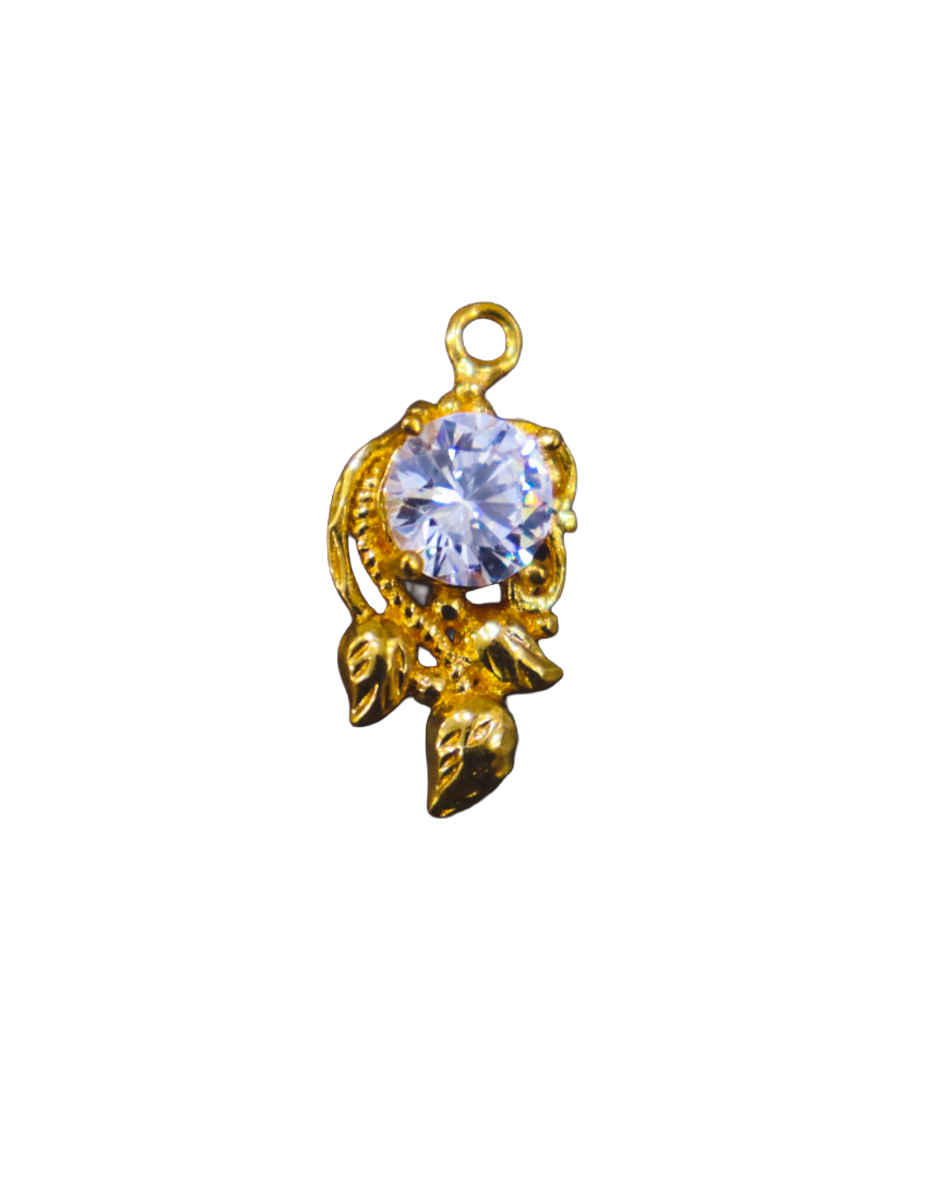 Gold-Plated Leaf Zircon Charm Pendant