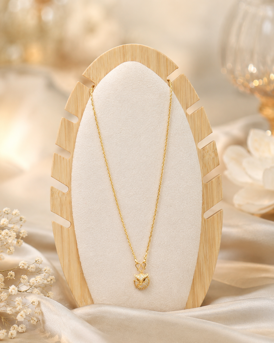 Gold Pendant Necklace with Cubic Zirconia Stone Embellishments