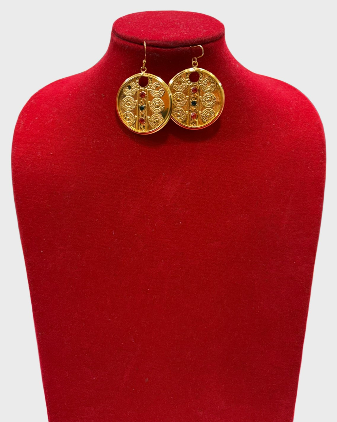Traditional Nepali Chepte Sun Earrings – Handcrafted Flattened Gold Ear Ornaments | Ethnic Heritage Jewelry