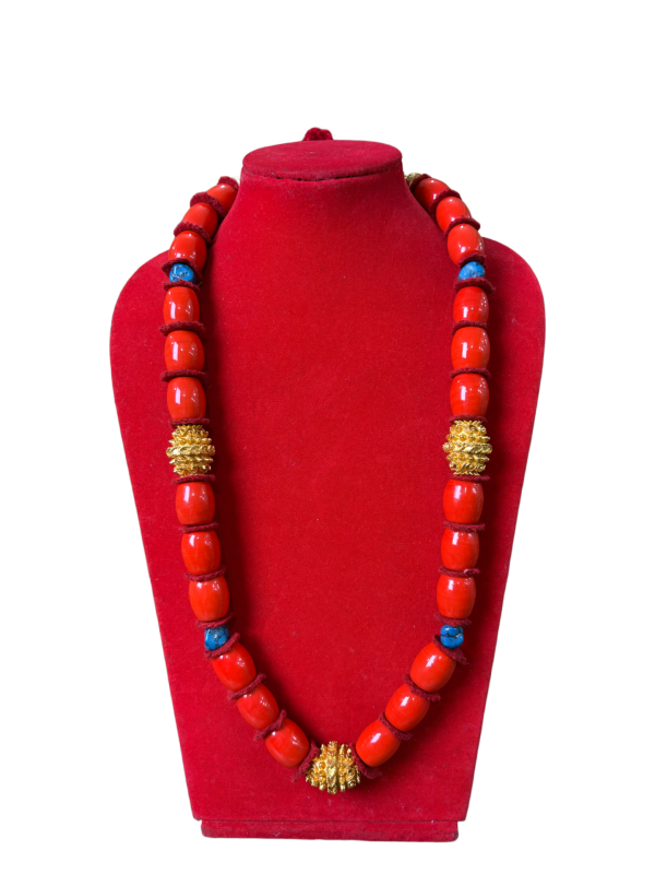 Traditional Nepali Kater Gedi with Fine Peru Mala | Red Coral & Gold-Plated Bead Necklace