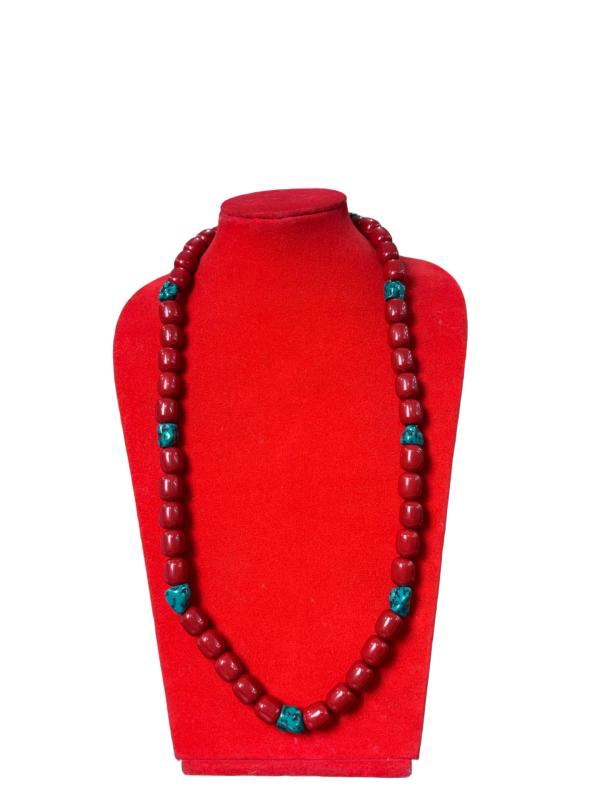 Traditional Nepali/Tibetan Red Coral & Turquoise Beaded Necklace